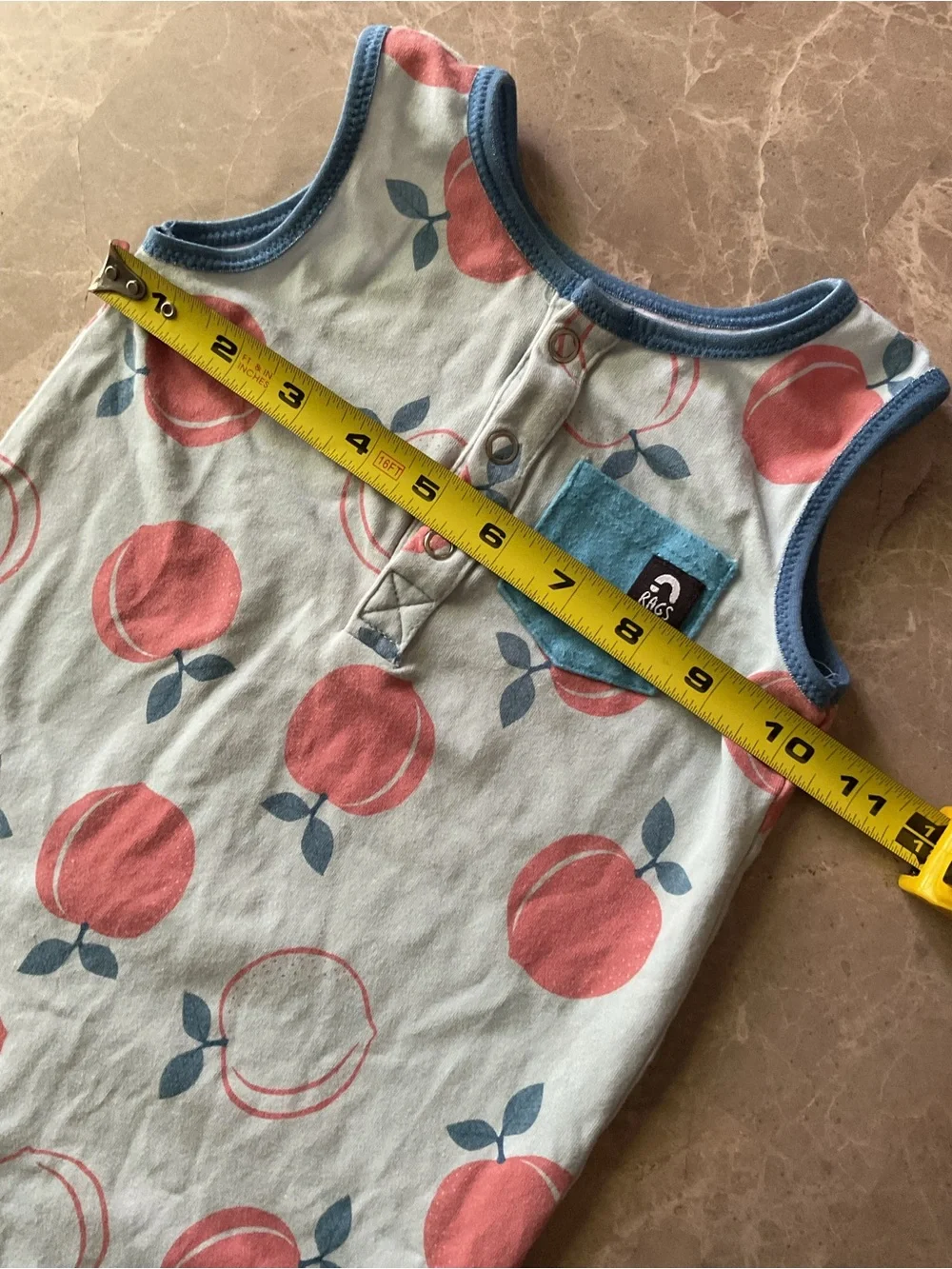 Rags to raches tank top romper peaches 18-24 months snaps